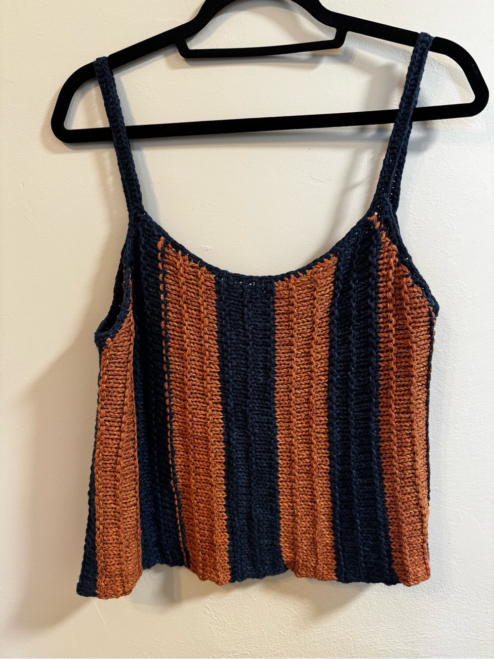 By Together knit tank in brown & navy blue size Large
